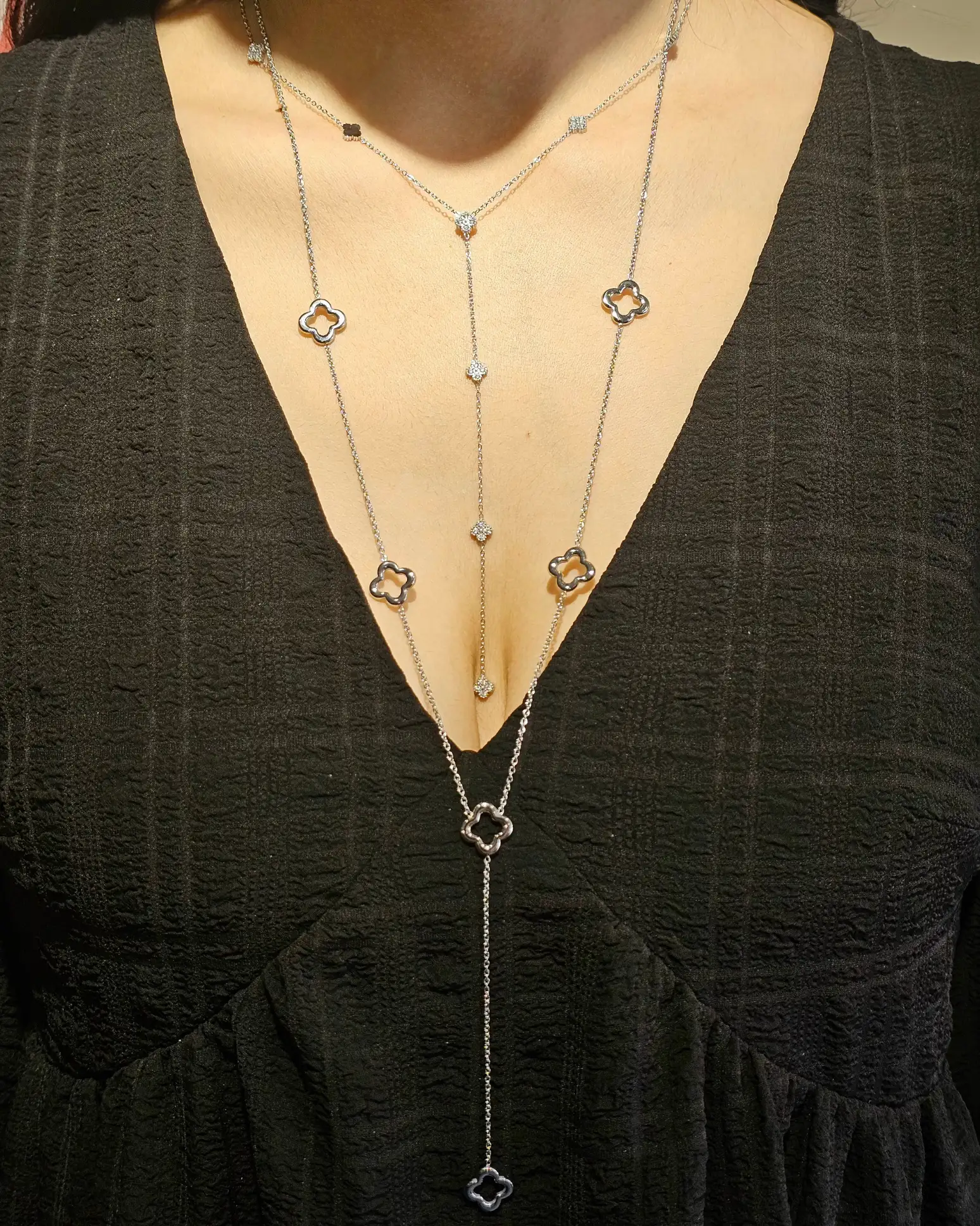 Collier en Y petits trèfles