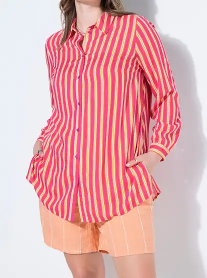 Chemise rayée rose