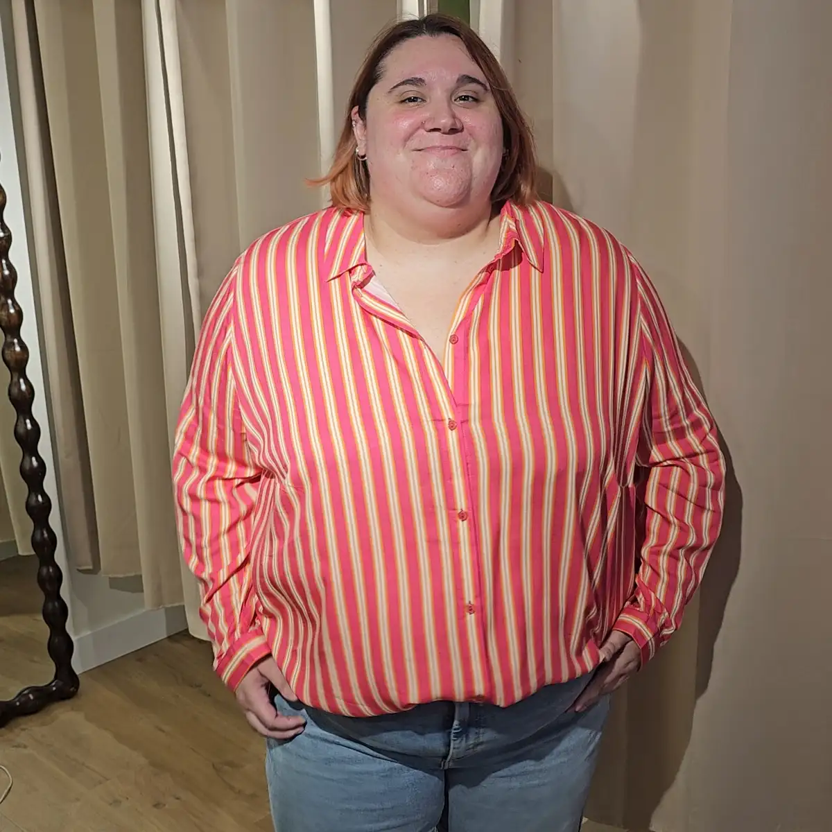 Chemise rayée rose