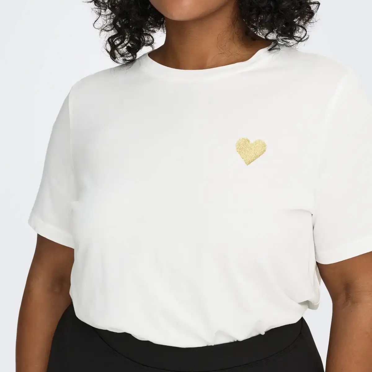 T-shirt blanc cœur doré