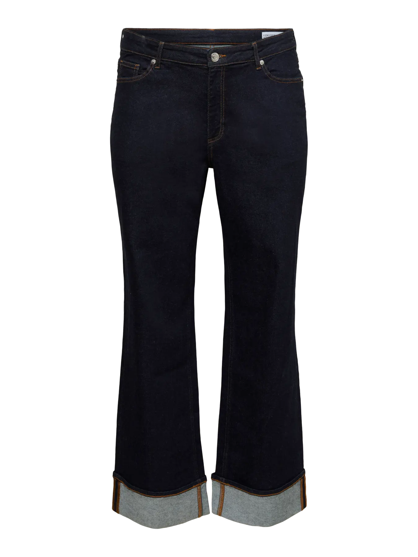 Jeans wide leg à revers