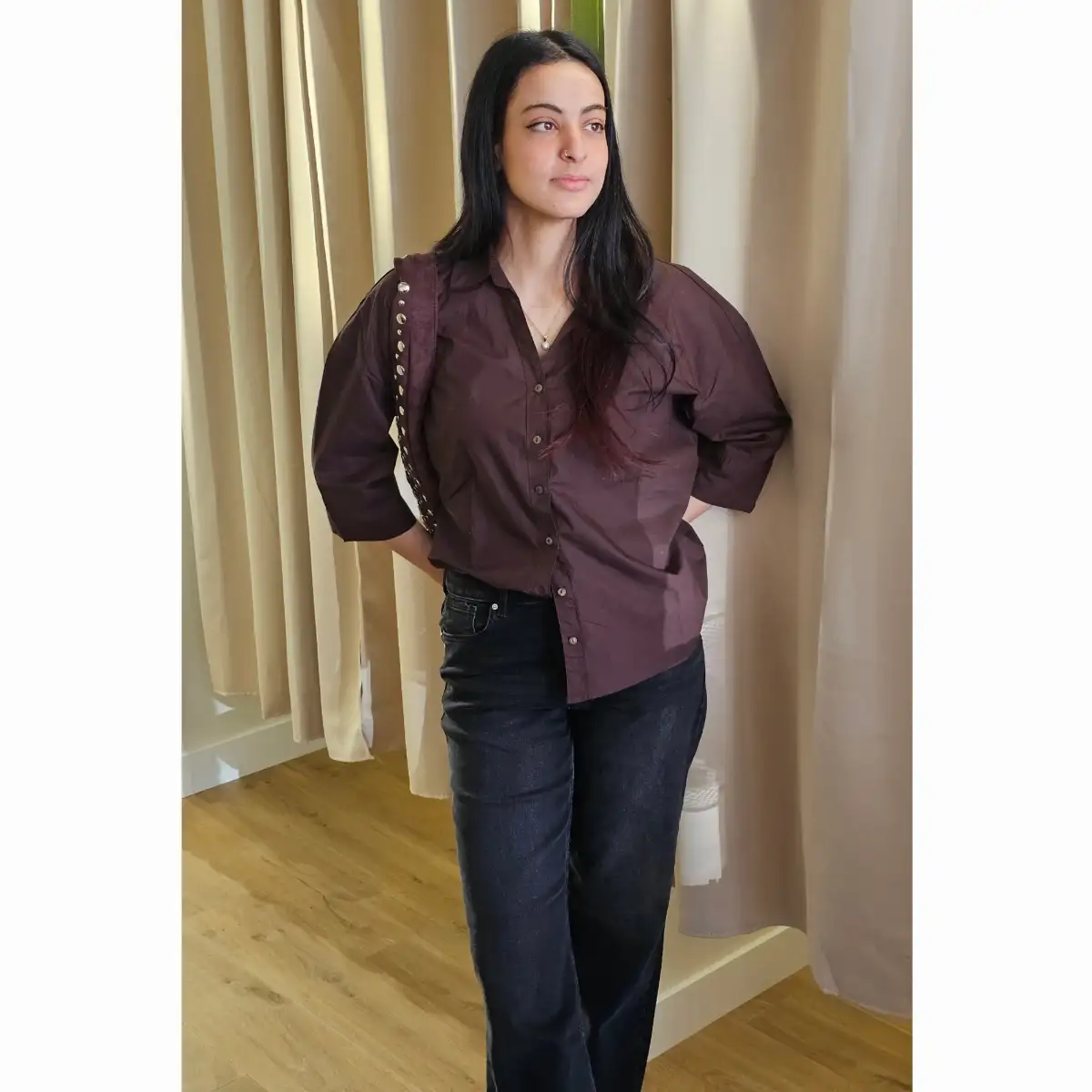 Chemise oversize marron