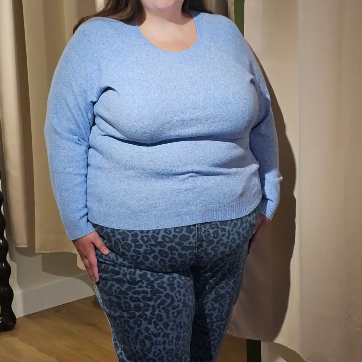 Pull fin bleu