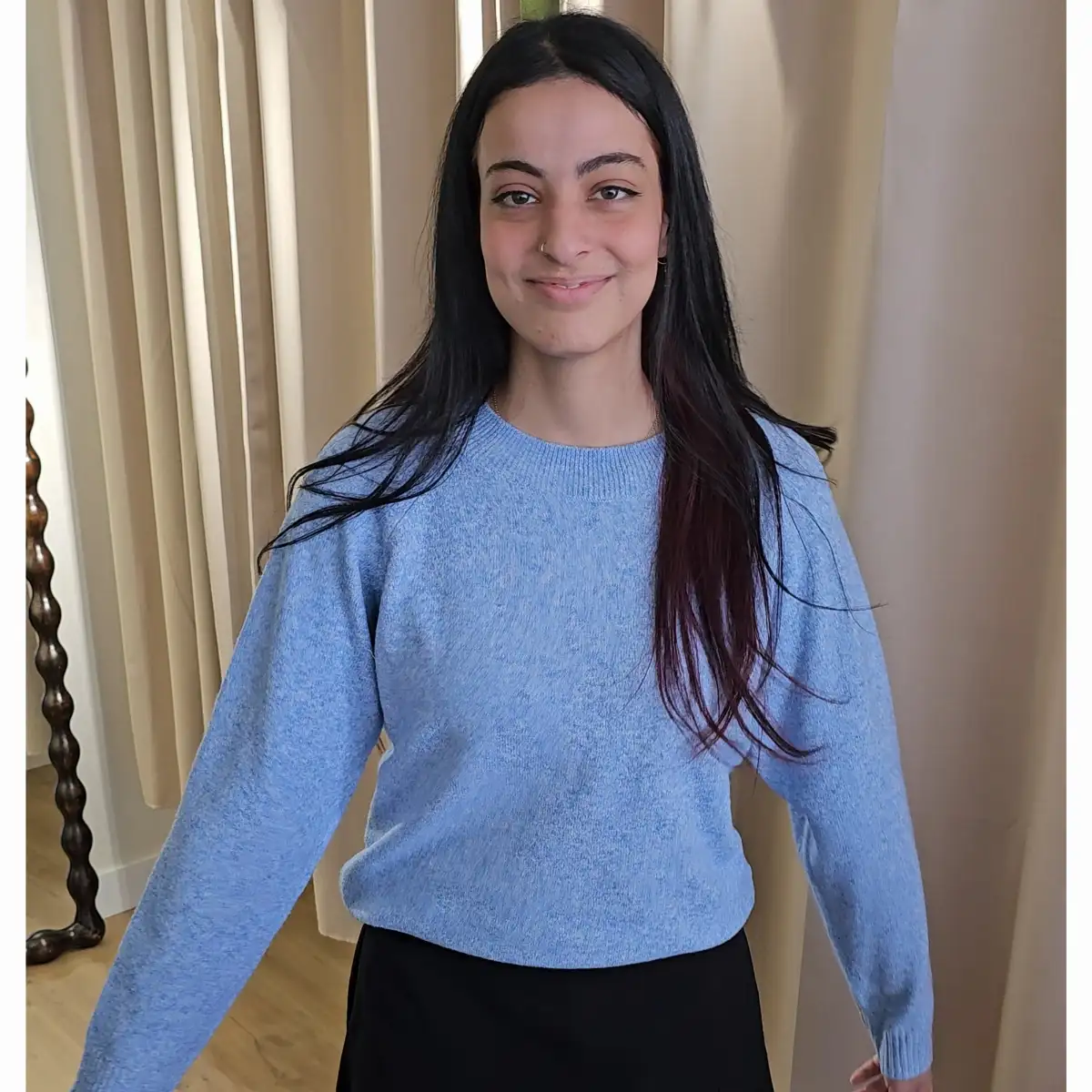 Pull fin bleu