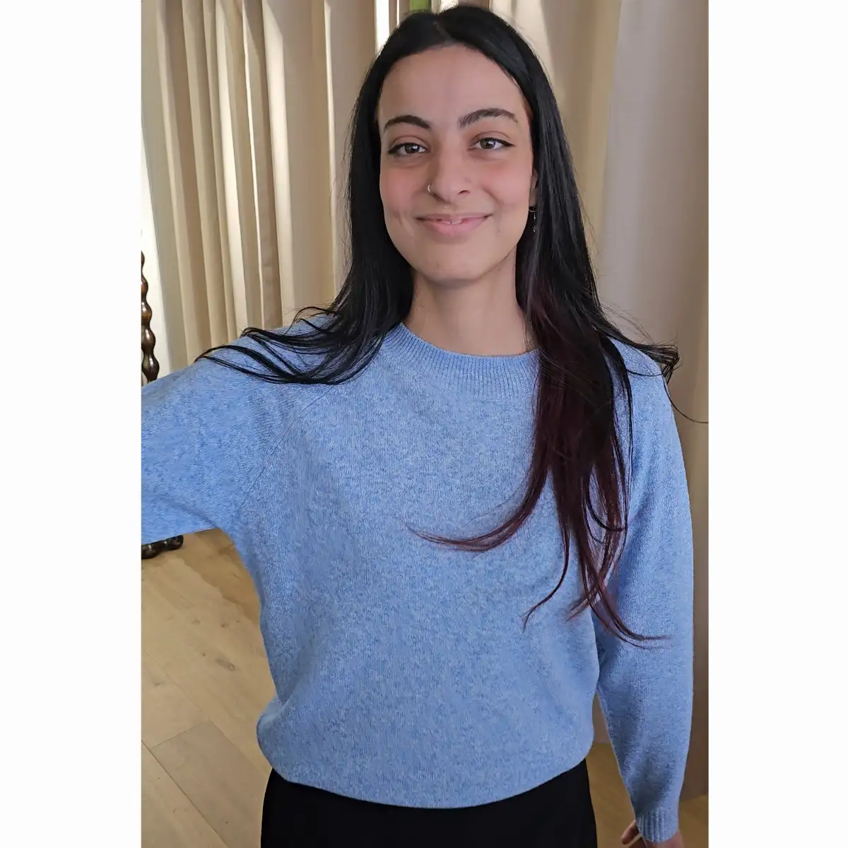 Pull fin bleu