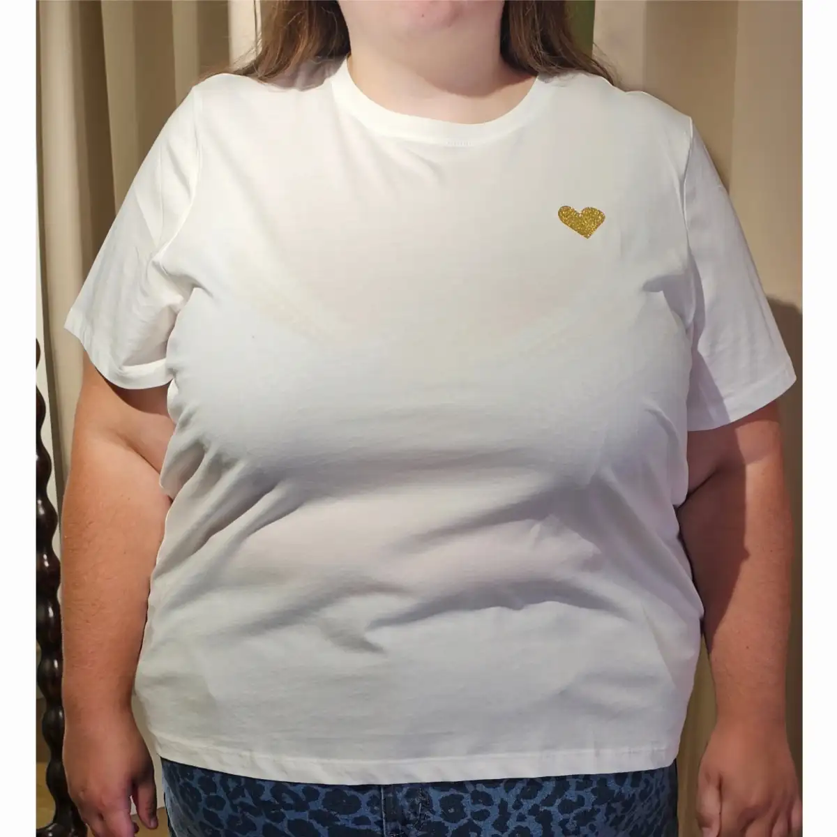 T-shirt blanc cœur doré