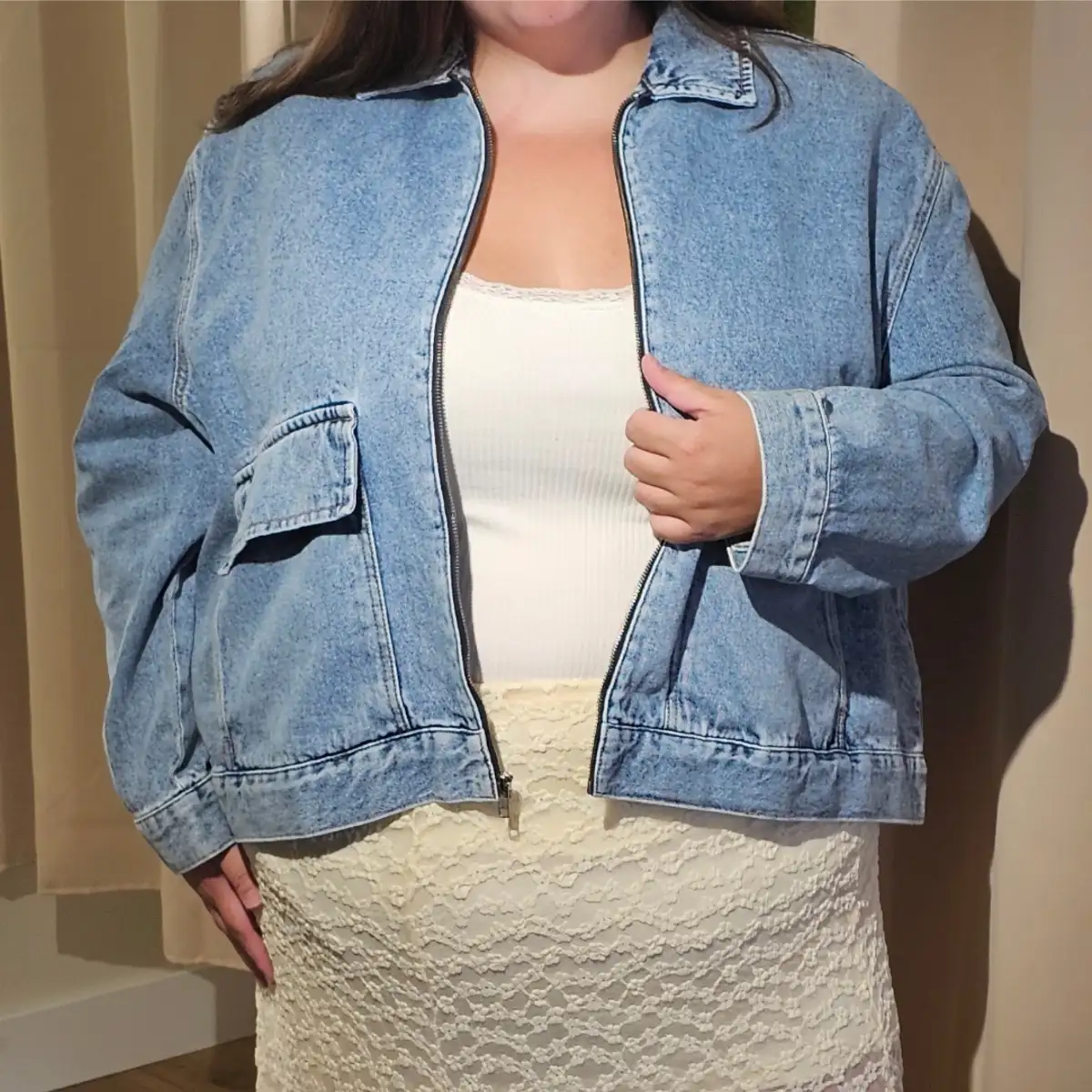 Veste en jean col chemise